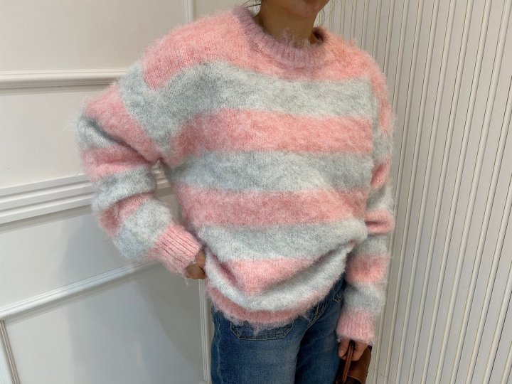 Pearls room - Korean Women Fashion - #vintagekidsstyle - Pastel Stripe Knit