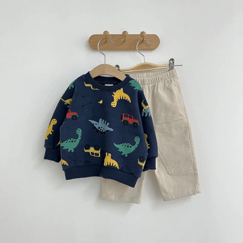 Pom - Korean Children Fashion - #childofig - Dino Sweatshirts - 7