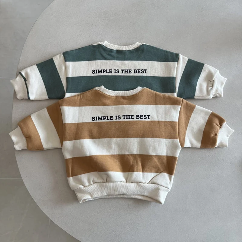 Pom - Korean Children Fashion - #discoveringself - Simple Stripe Sweatshirts