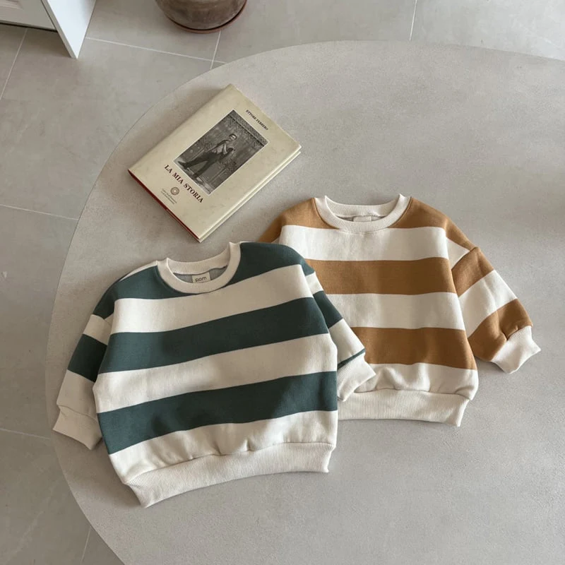 Pom - Korean Children Fashion - #fashionkids - Simple Stripe Sweatshirts - 2