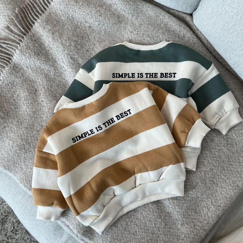 Pom - Korean Children Fashion - #kidsshorts - Simple Stripe Sweatshirts - 3