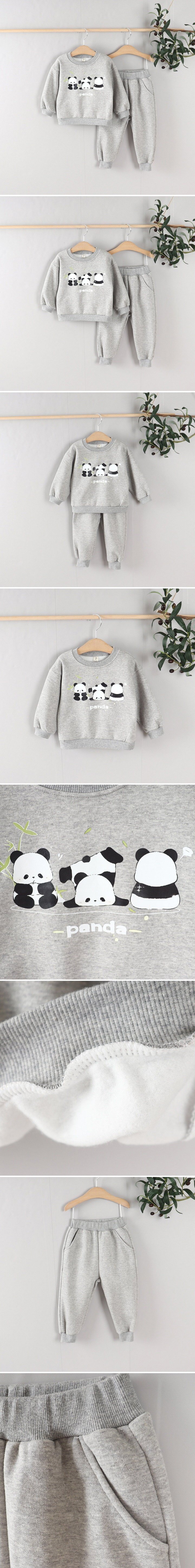 Tony - Korean Children Fashion - #minifashionista - Fleece Panda Top Bottom Set