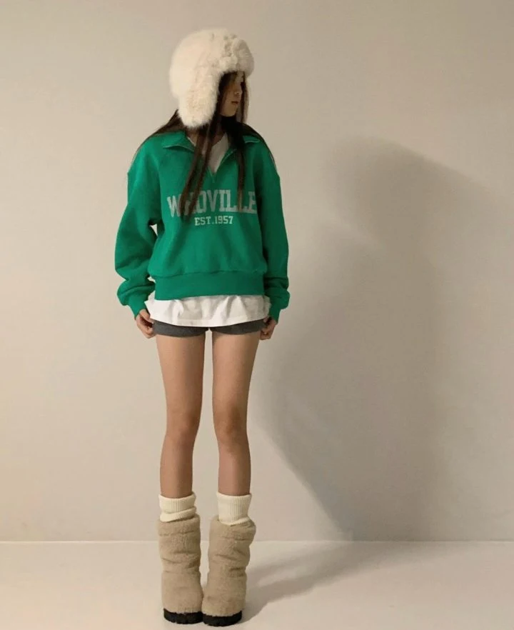 Via - Korean Women Fashion - #vintagekidsstyle - Fleece Half Zip-up Sweatshirts - 5