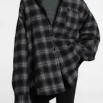 Oversized Flannel Checked Quilted Button Down Shirt Jacket