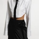 LUX Shoulder Pad​ Cropped Button Down Shirt