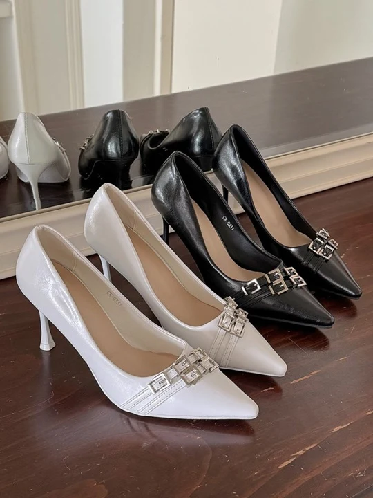 Belt Velcro Strap Stiletto High Heel Pumps