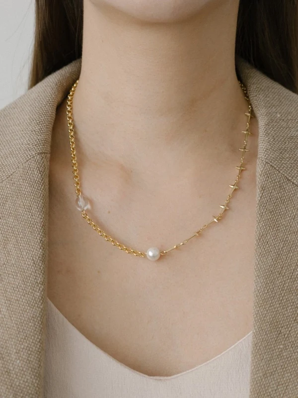 Hearts Pearl Ball Necklace