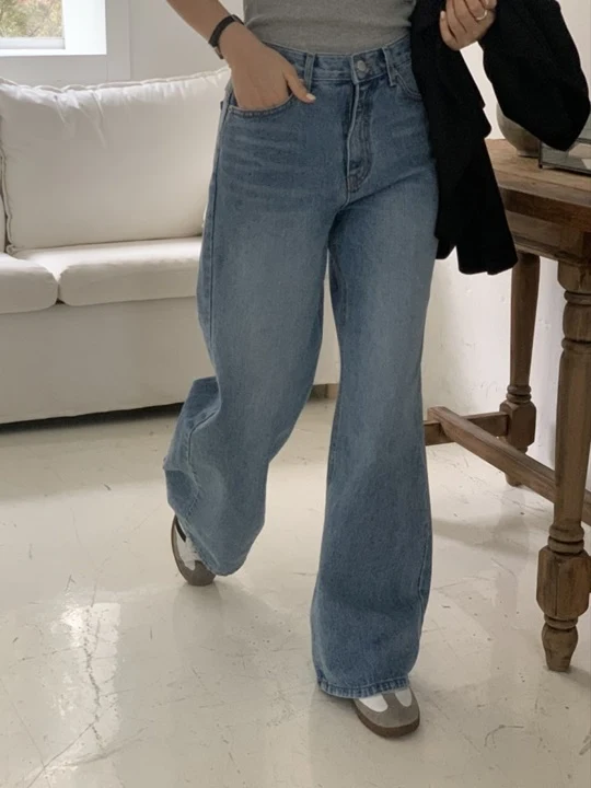 Cat Slit Wide Denim Pants