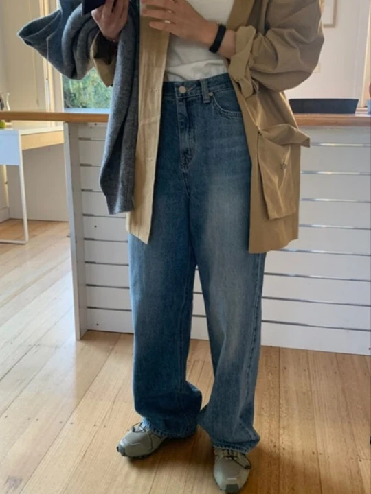 Unique Straight Wide Denim Pants