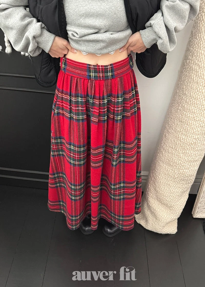 Auver_Fit - Korean Women Fashion - #momslook - Check Long Skirt - 11