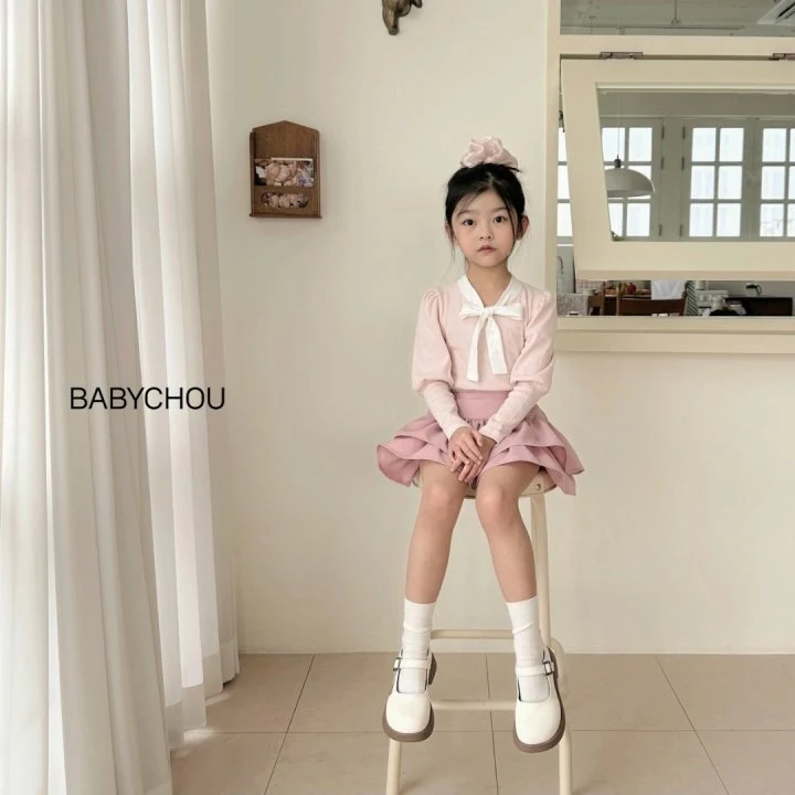 Babychou - Korean Children Fashion - #Kfashion4kids - Ribbon Tie Puff Tee - 7