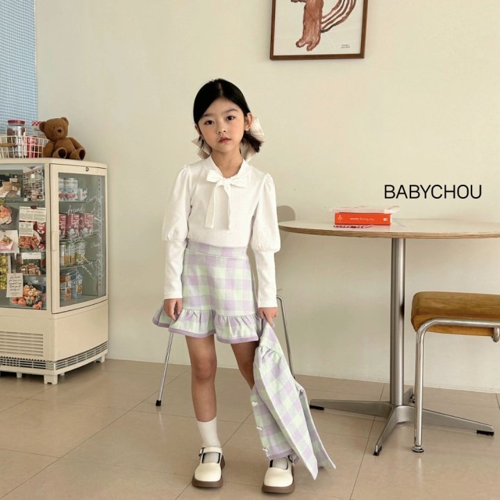 Babychou - Korean Children Fashion - #fashionkids - Ribbon Tie Puff Tee - 3