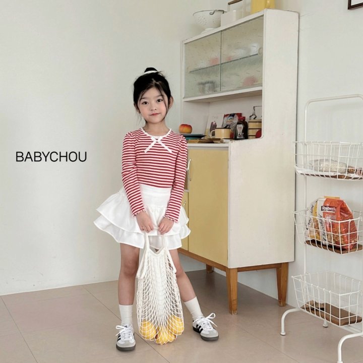 Babychou - Korean Children Fashion - #kidsshorts - Dia Stripe Tee - 3