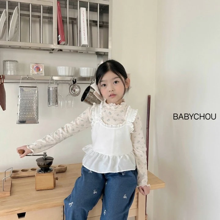 Babychou - Korean Children Fashion - #kidsstore - Eyelet Tee - 11