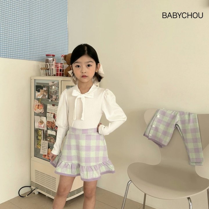 Babychou - Korean Children Fashion - #kidsstore - Ribbon Tie Puff Tee - 5