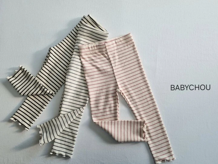 Babychou - Korean Children Fashion - #kidzfashiontrend - Stripe Leggings