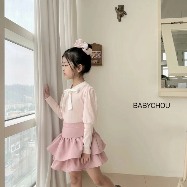 Babychou - Korean Children Fashion - #magicofchildhood - Ribbon Tie Puff Tee - 9