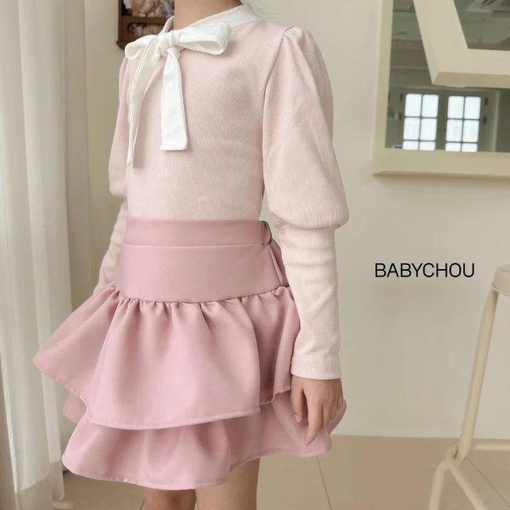 Babychou - Korean Children Fashion - #minifashionista - Ribbon Tie Puff Tee - 10