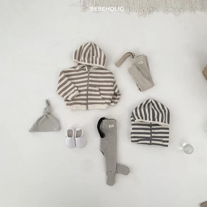 Bebe Holic - Korean Baby Fashion - #babyoninstagram - Broccoli Stripe Hooded Zip-up Jacket - 2