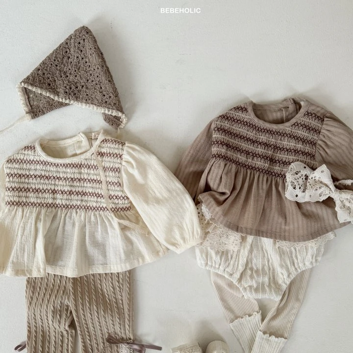 Bebe Holic - Korean Baby Fashion - #babyootd - Marron Smoke Blouse