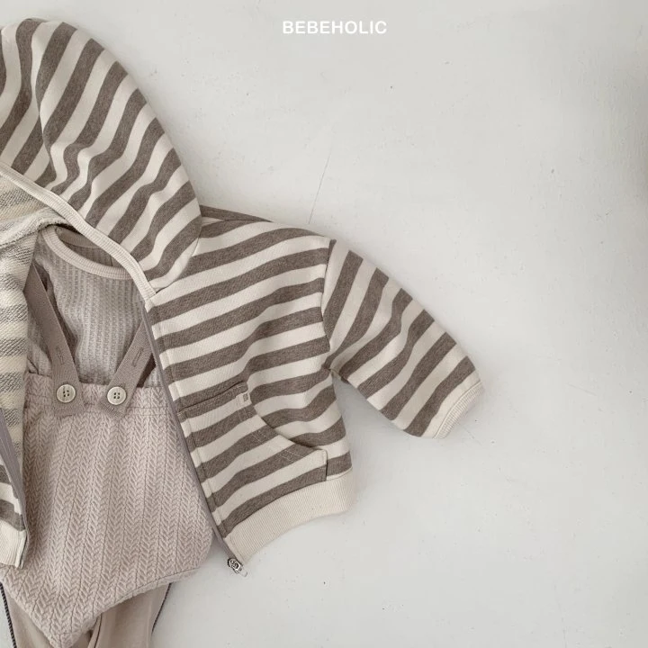 Bebe Holic - Korean Baby Fashion - #babyoutfit - Broccoli Stripe Hooded Zip-up Jacket - 5