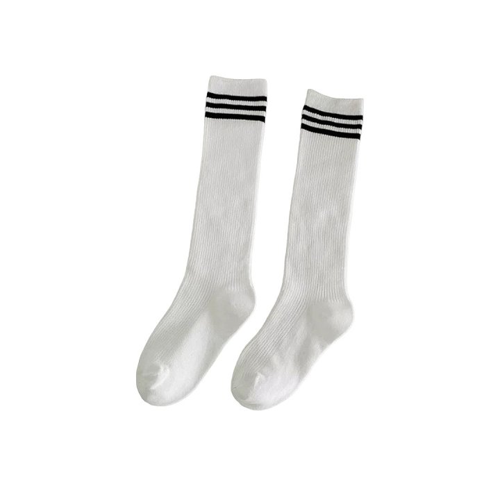 Dudie - Korean Children Fashion - #toddlerclothing - Over Stripe Knee Socks Set - 7