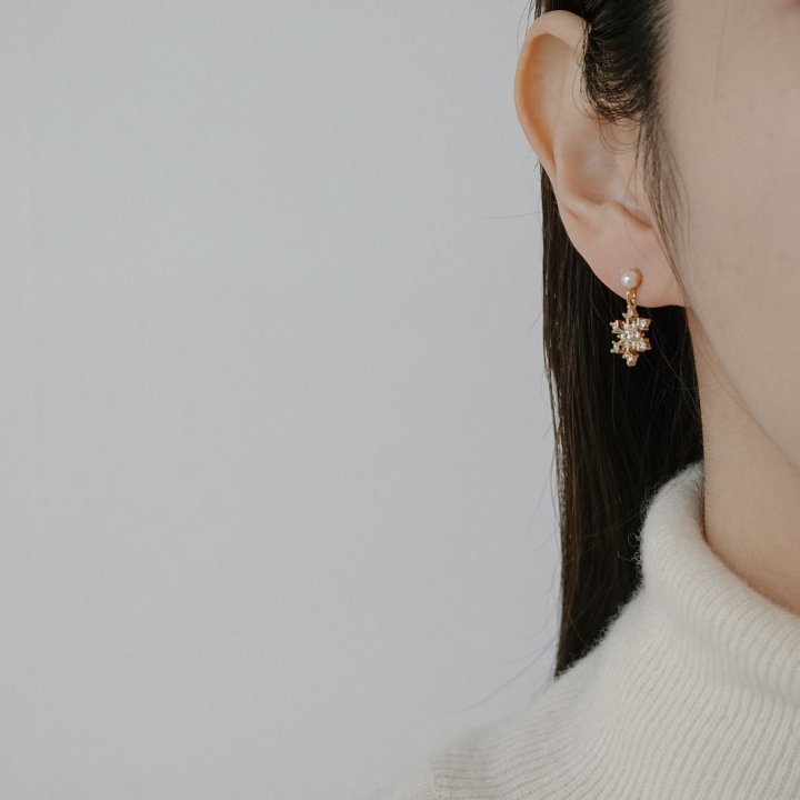 Eeiitt - Korean Women Fashion - #momslook - Unbalanced Shine Snowflake Earrings - 12