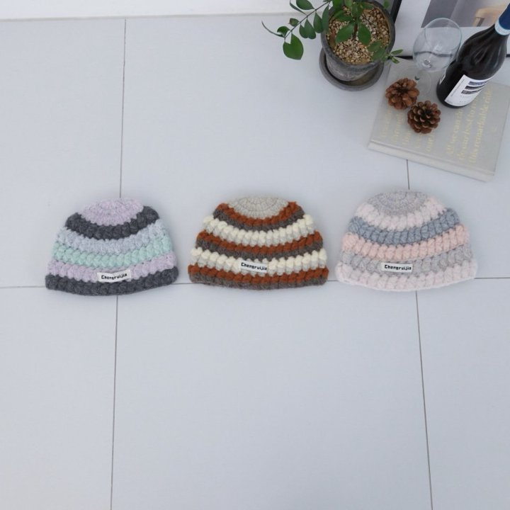 Eeiitt - Korean Women Fashion - #momslook - Lettering Knitted Stripe Beanie - 2