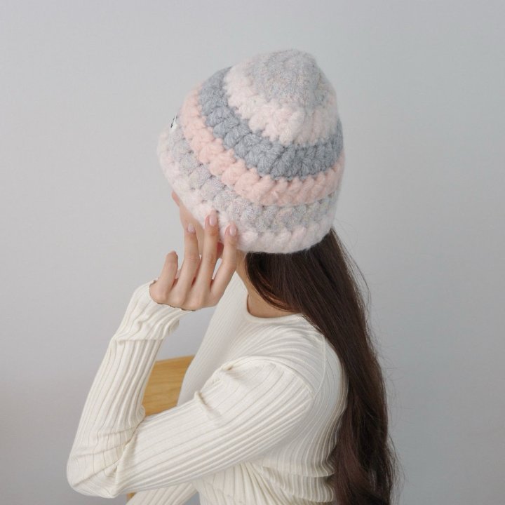 Eeiitt - Korean Women Fashion - #momslook - Lettering Knitted Stripe Beanie - 8