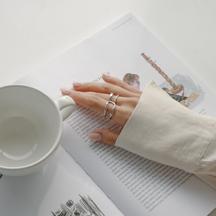 Eeiitt - Korean Women Fashion - #momslook - River Two Wave Ring - 10