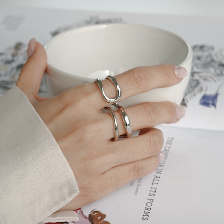 Eeiitt - Korean Women Fashion - #momslook - River Two Wave Ring - 6