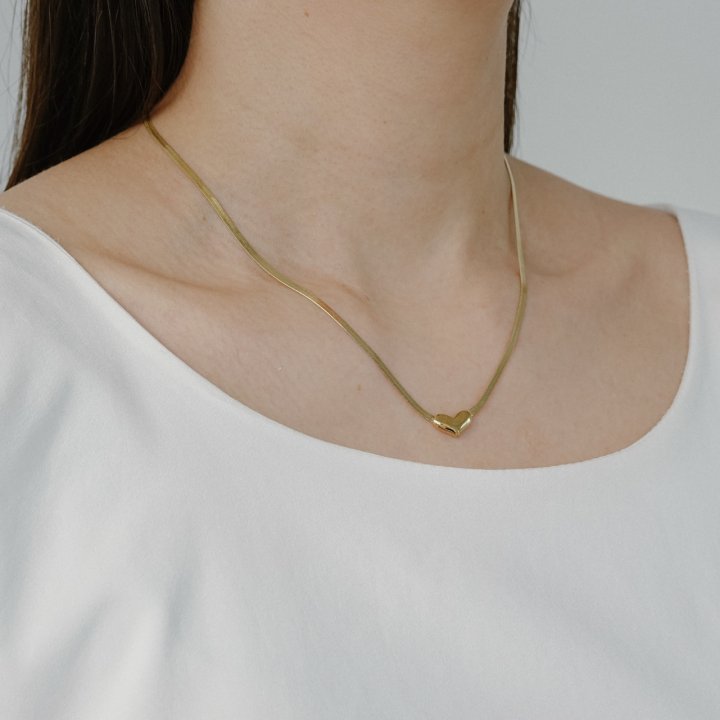 Eeiitt - Korean Women Fashion - #momslook - Heart Simple Necklace - 11