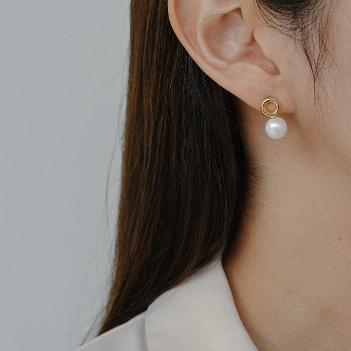 Eeiitt - Korean Women Fashion - #momslook - Lemore Circle Pearl Earrings - 5