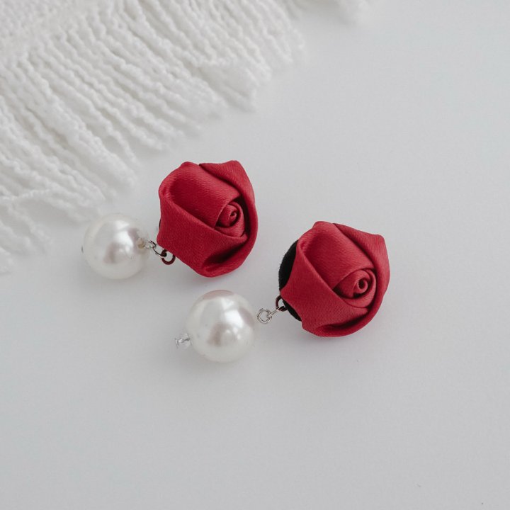 Eeiitt - Korean Women Fashion - #romanticstyle - Silky Rose Pearl Earrings - 3