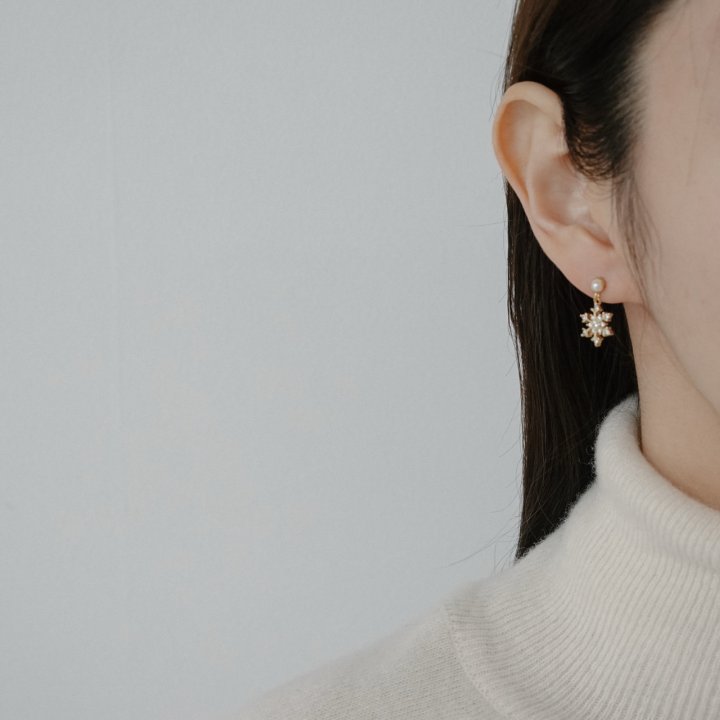 Eeiitt - Korean Women Fashion - #womensfashion - Unbalanced Shine Snowflake Earrings - 11