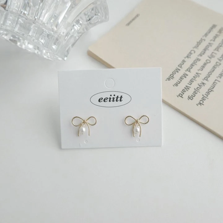 Eeiitt - Korean Women Fashion - #womensfashion - Velua Mini Pearl Ribbon Earrings - 8