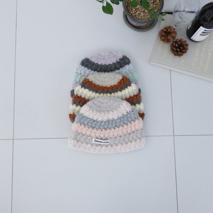 Eeiitt - Korean Women Fashion - #womensfashion - Lettering Knitted Stripe Beanie - 11