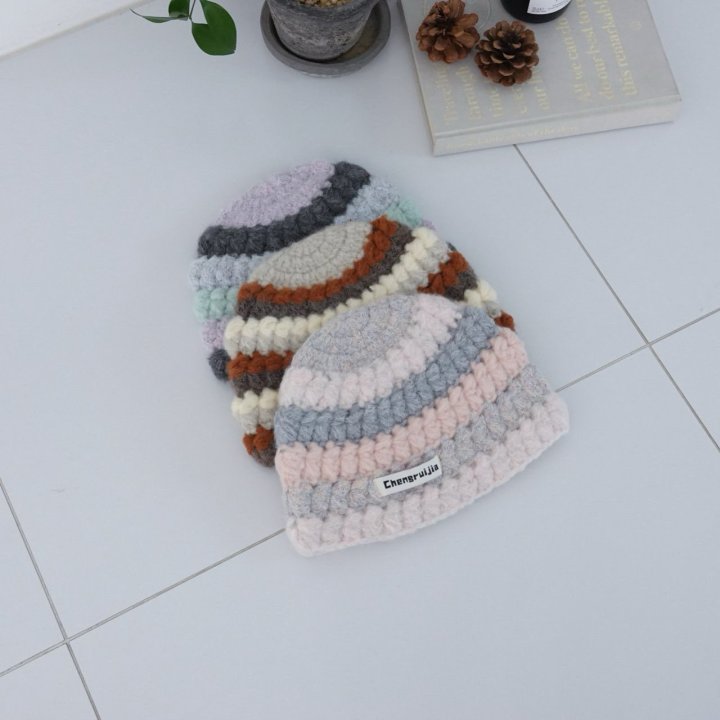 Eeiitt - Korean Women Fashion - #womensfashion - Lettering Knitted Stripe Beanie - 7