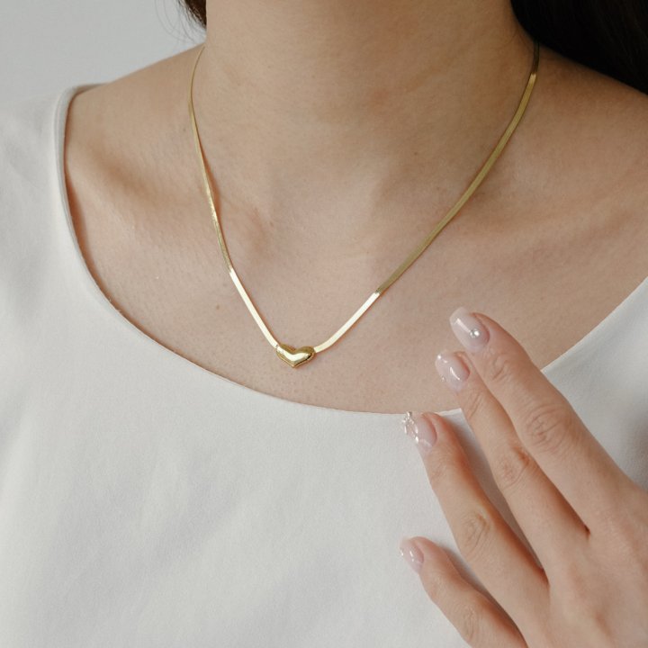 Eeiitt - Korean Women Fashion - #womensfashion - Heart Simple Necklace - 10