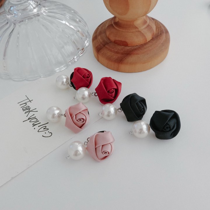 Eeiitt - Korean Women Fashion - #womensfashion - Silky Rose Pearl Earrings - 8