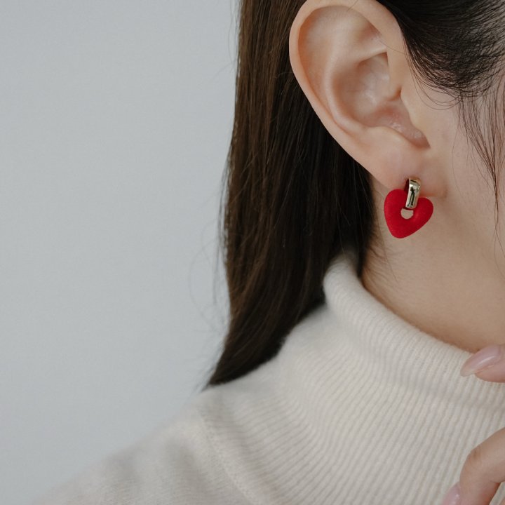 Eeiitt - Korean Women Fashion - #womensfashion - Girls Suede Heart Earrings - 10