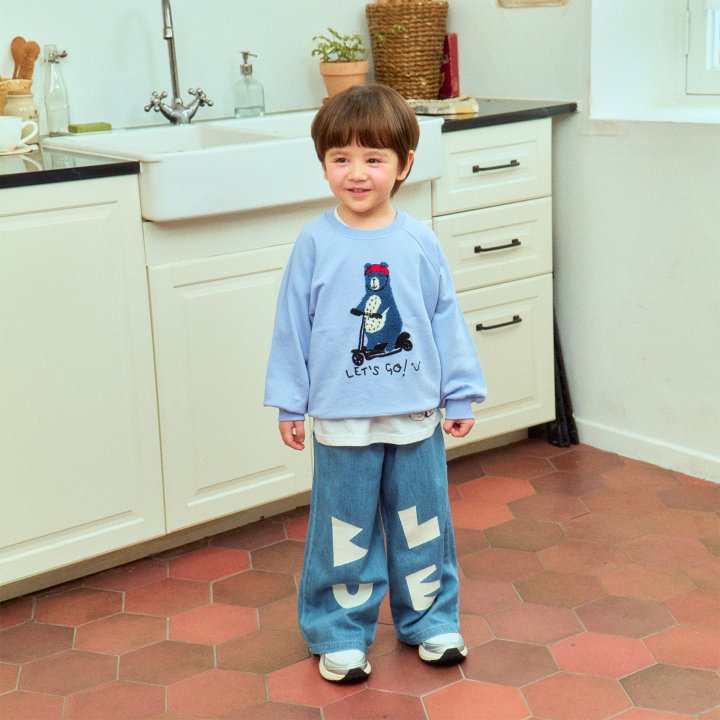 Firstblue - Korean Children Fashion - #Kfashion4kids - Blue Printed Jeans - 5