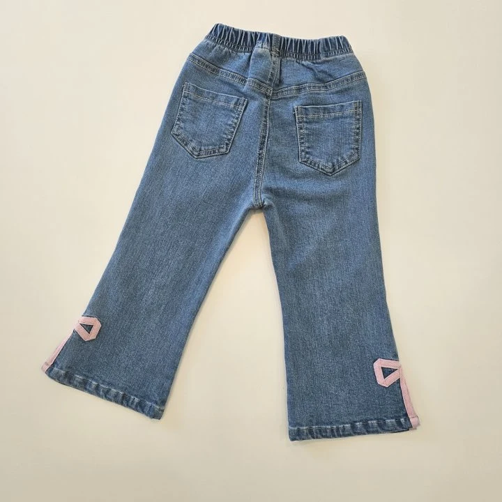 Firstblue - Korean Children Fashion - #Kfashion4kids - Ribbon Slit Jeans - 3