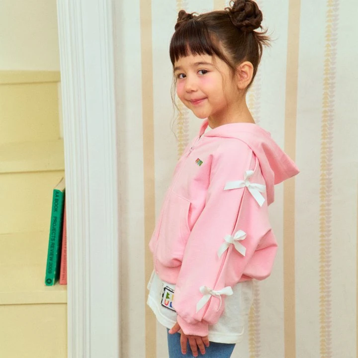 Firstblue - Korean Children Fashion - #stylishchildhood - Ribbon Hood Zip-up Jacket - 4