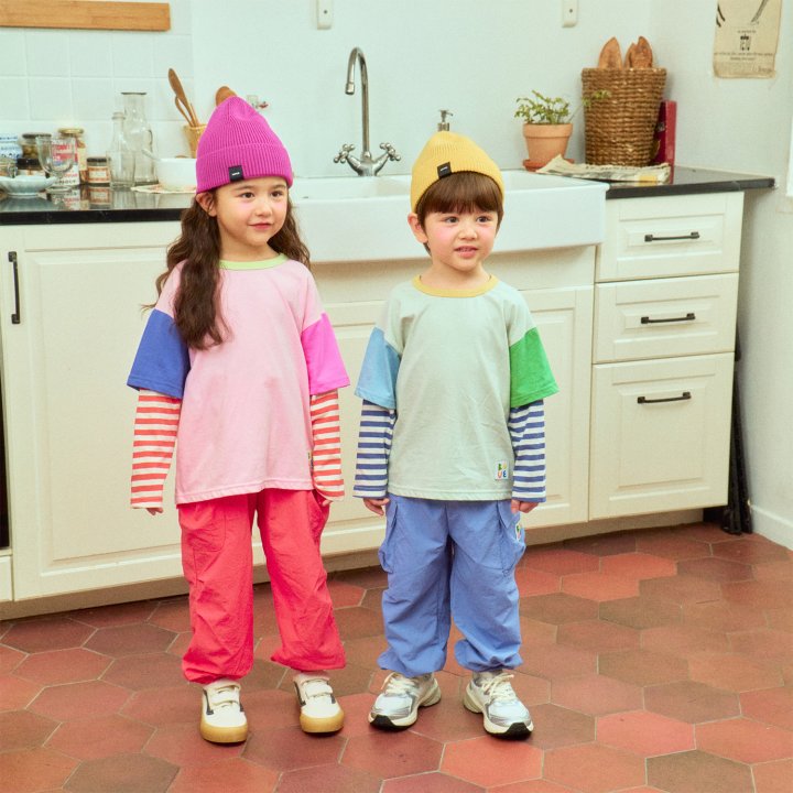 Firstblue - Korean Children Fashion - #discoveringself - Double Sleeve Stripe Tee