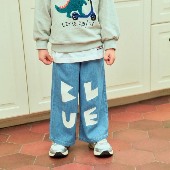 Firstblue - Korean Children Fashion - #fashionkids - Blue Printed Jeans