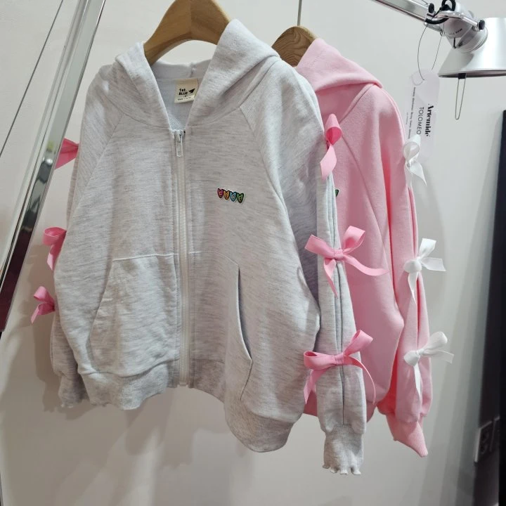 Firstblue - Korean Children Fashion - #kidsshorts - Ribbon Hood Zip-up Jacket - 9