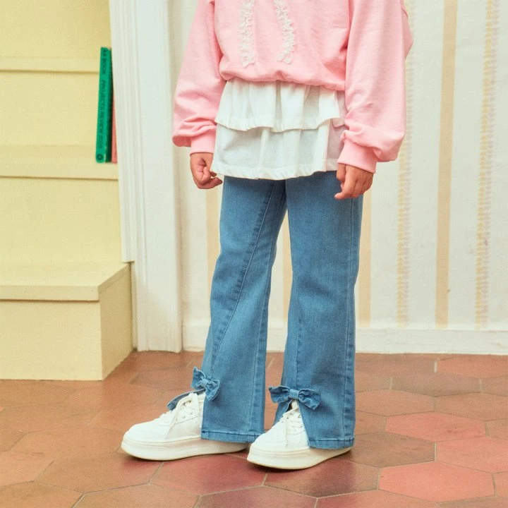 Firstblue - Korean Children Fashion - #kidsshorts - Ribbon Jeans