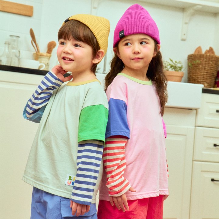 Firstblue - Korean Children Fashion - #kidzfashiontrend - Double Sleeve Stripe Tee - 5