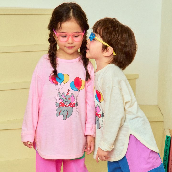 Firstblue - Korean Children Fashion - #Kfashion4kids - Balloon Elephant Tee - 4